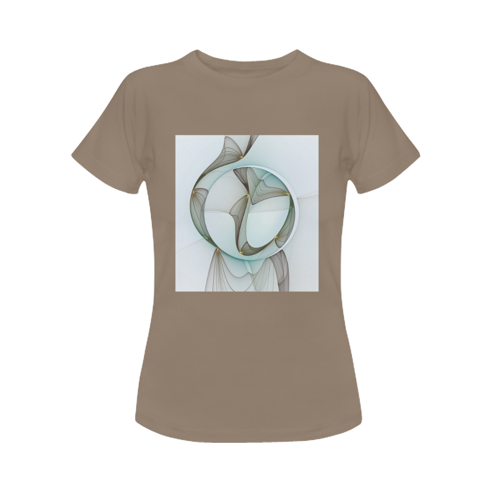 Abstract Modern Turquoise Brown Gold Elegance Women's Classic T-Shirt (Model T17）