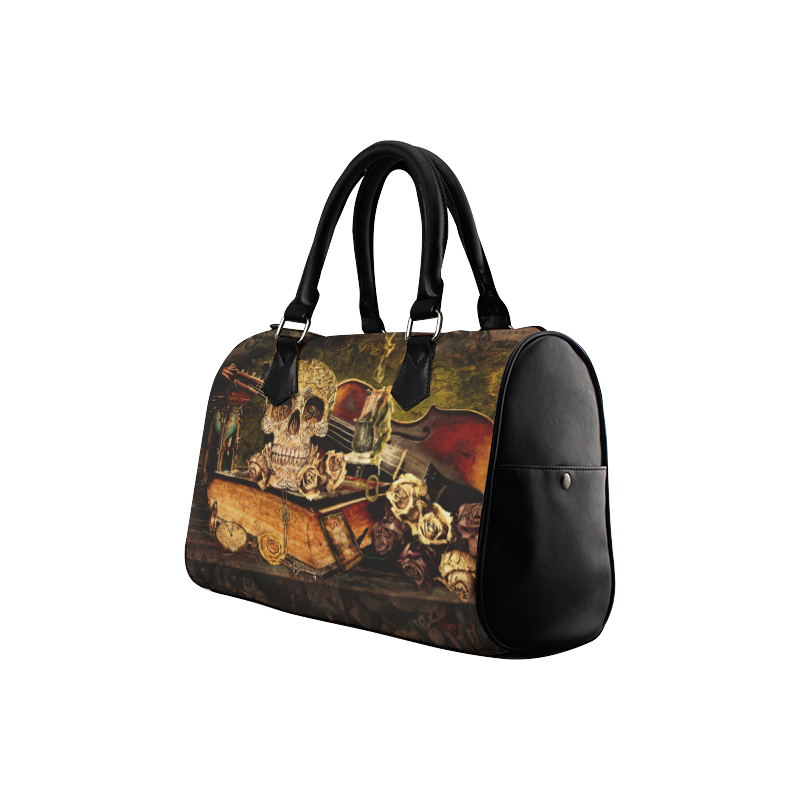 Steampunk Alchemist Mage Roses Celtic Skull Boston Handbag (Model 1621)