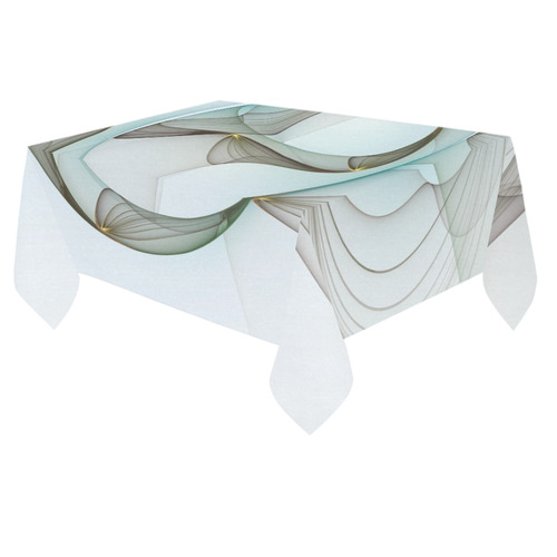 Abstract Modern Turquoise Brown Gold Elegance Cotton Linen Tablecloth 60"x 84"
