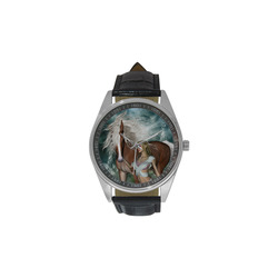 Wonderful fairy with horse Men's Casual Leather Strap Watch(Model 211)