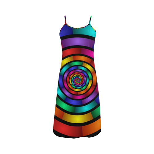 Round Psychedelic Colorful Modern Fractal Graphic Alcestis Slip Dress (Model D05)