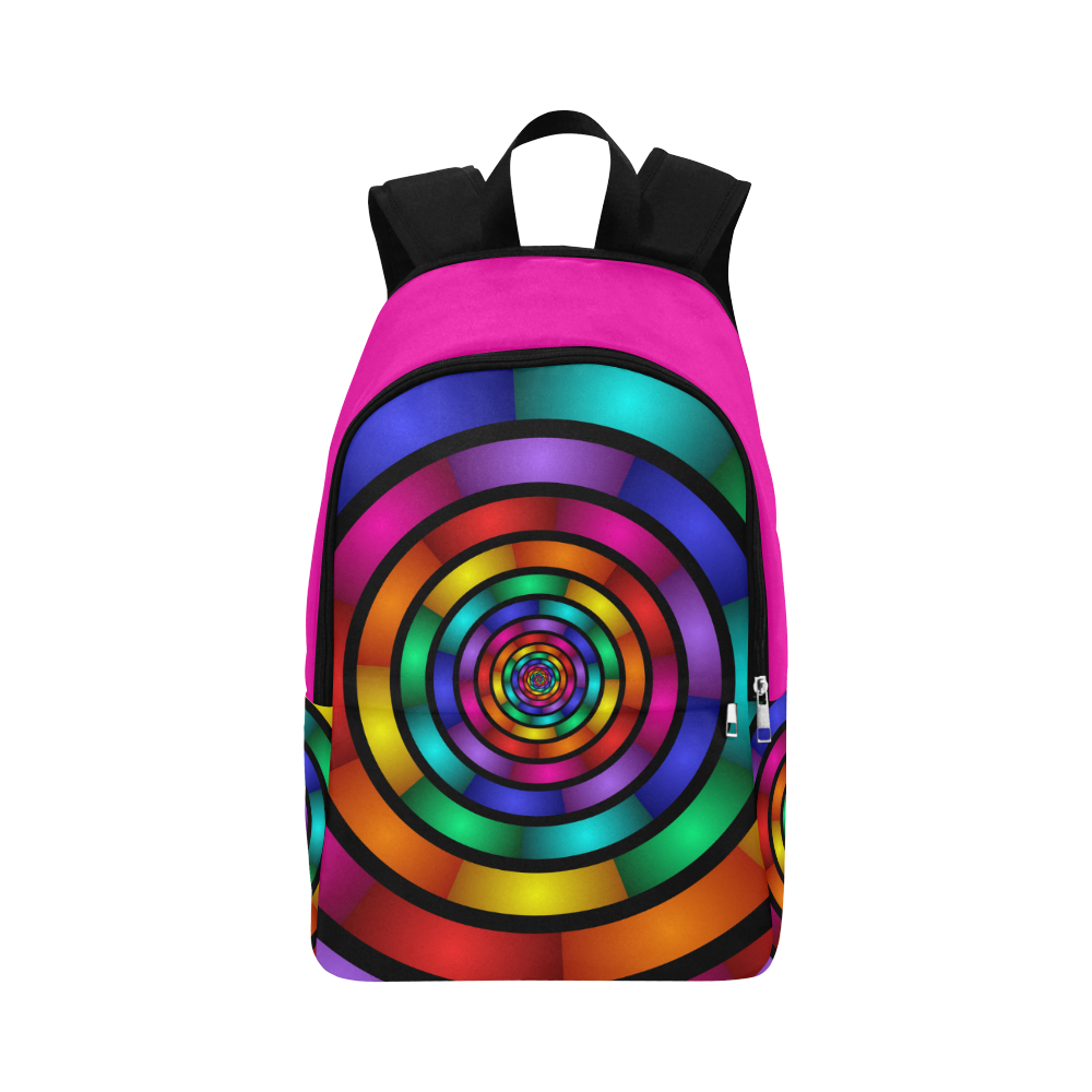 Round Psychedelic Colorful Modern Fractal Graphic Fabric Backpack for Adult (Model 1659)