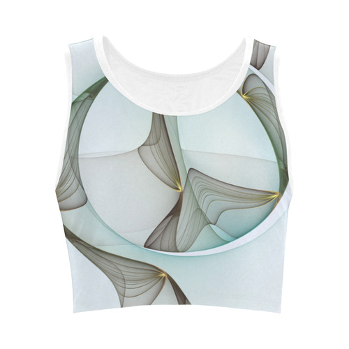 Abstract Modern Turquoise Brown Gold Elegance Women's Crop Top (Model T42)