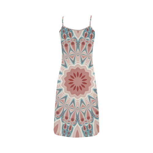 Modern Kaleidoscope Mandala Fractal Art Graphic Alcestis Slip Dress (Model D05)