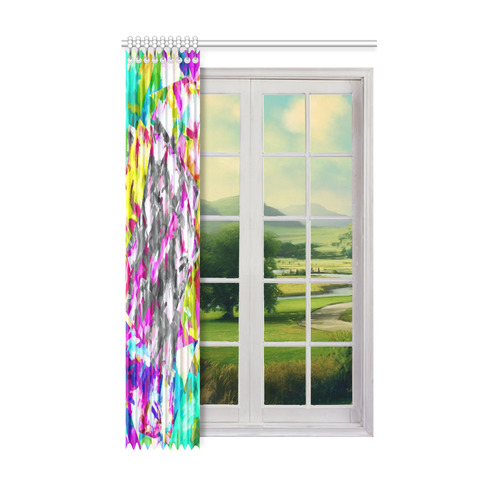 camouflage psychedelic splash painting abstract in pink blue yellow green purple Window Curtain 52" x 84"(One Piece)