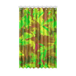 camouflage painting texture abstract background in green yellow brown Window Curtain 52" x 84"(One Piece)