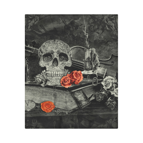 Steampunk Alchemist Mage Red Roses Celtic Skull Duvet Cover 86"x70" ( All-over-print)