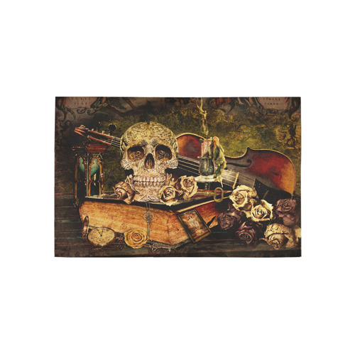Steampunk Alchemist Mage Roses Celtic Skull Area Rug 5'x3'3''