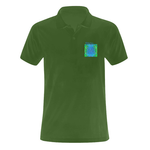protection in nature colors-teal, blue and green Men's Polo Shirt (Model T24)