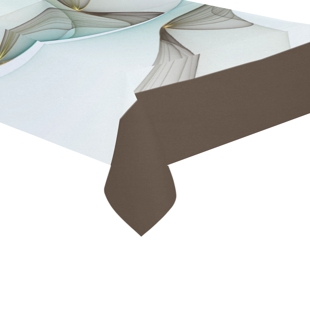 Abstract Modern Turquoise Brown Gold Elegance Cotton Linen Tablecloth 60"x120"