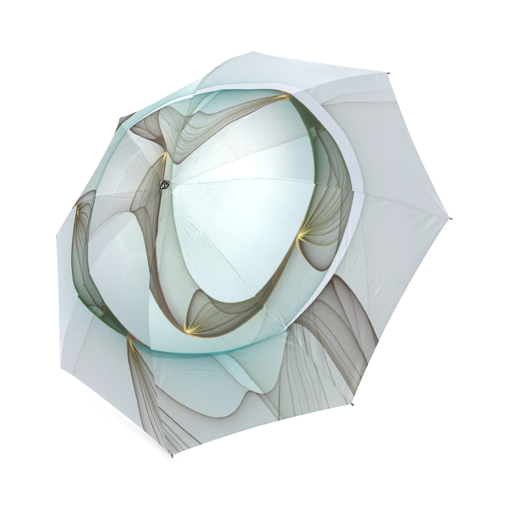 Abstract Modern Turquoise Brown Gold Elegance Foldable Umbrella (Model U01)