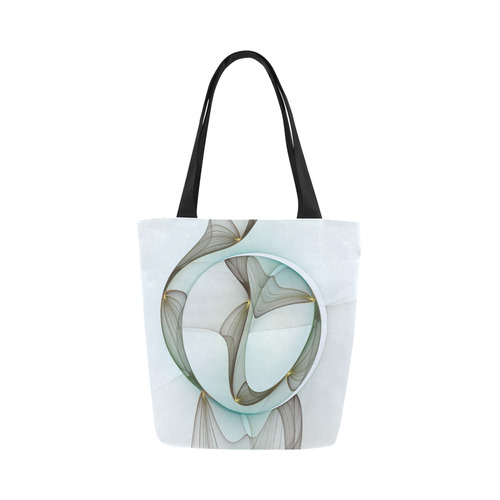 Abstract Modern Turquoise Brown Gold Elegance Canvas Tote Bag (Model 1657)
