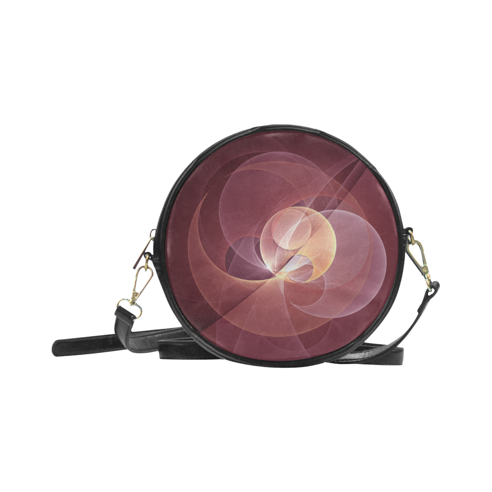 Movement Abstract Modern Wine Red Pink Fractal Art Round Sling Bag (Model 1647)