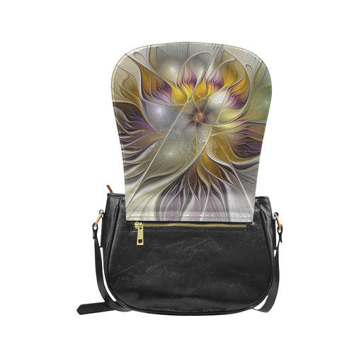 Abstract Colorful Fantasy Flower Modern Fractal Classic Saddle Bag/Large (Model 1648)