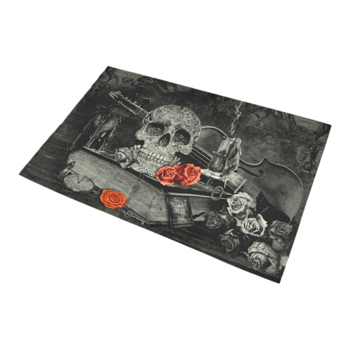 Steampunk Alchemist Mage Red Roses Celtic Skull Bath Rug 20''x 32''