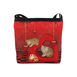 Cute kitten with hearts Crossbody Bags (Model 1613)