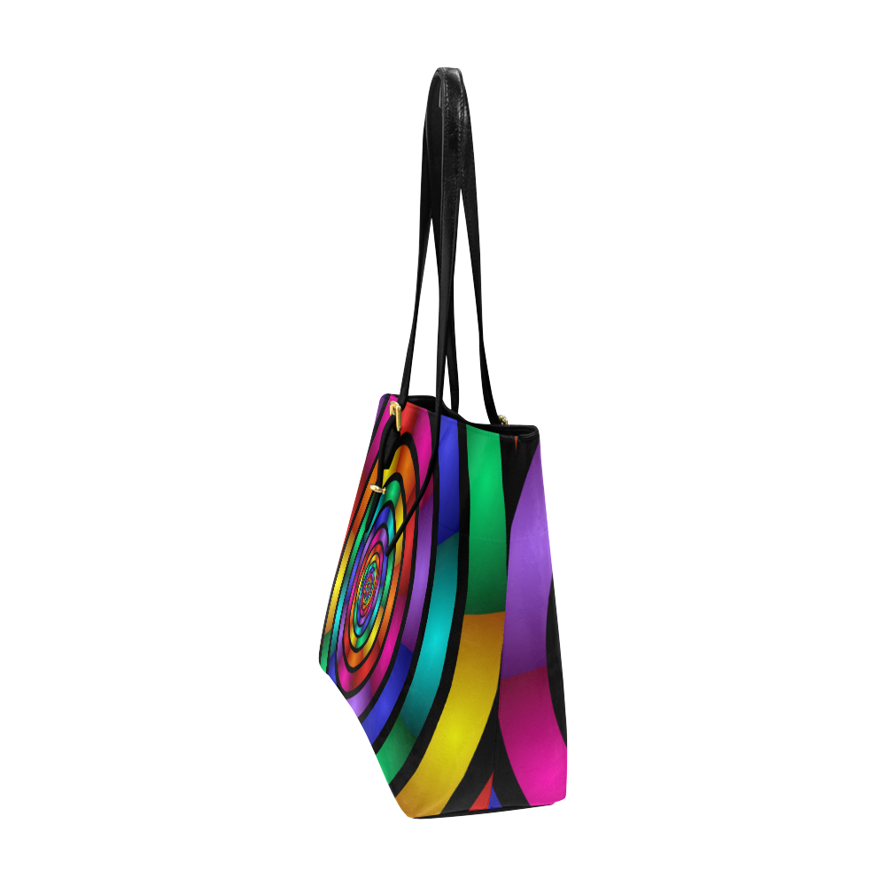 Round Psychedelic Colorful Modern Fractal Graphic Euramerican Tote Bag/Large (Model 1656)