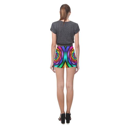 Round Psychedelic Colorful Modern Fractal Graphic Briseis Skinny Shorts (Model L04)