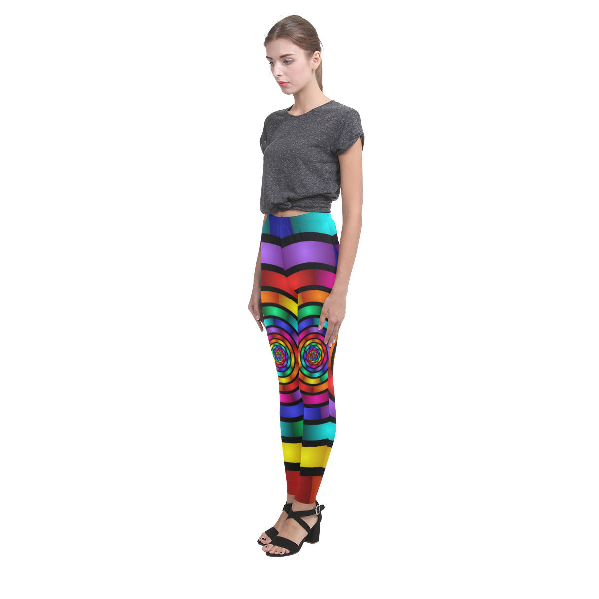 Round Psychedelic Colorful Modern Fractal Graphic Cassandra Women's Leggings (Model L01)