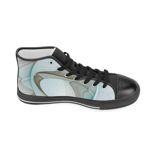 Abstract Modern Turquoise Brown Gold Elegance Women's Classic High Top Canvas Shoes (Model 017)