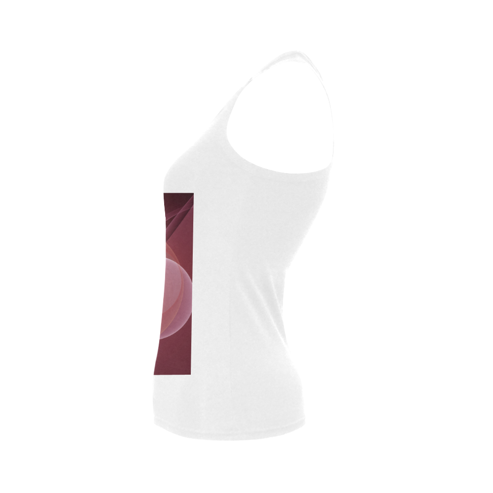 Movement Abstract Modern Wine Red Pink Fractal Art Women's Shoulder-Free Tank Top (Model T35)