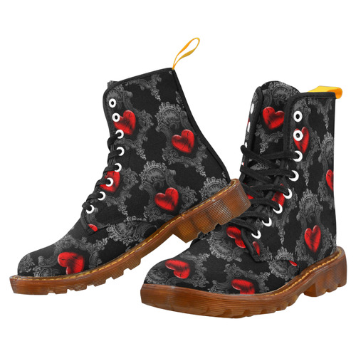 Red Goth Heart Martin Boots For Men Model 1203H