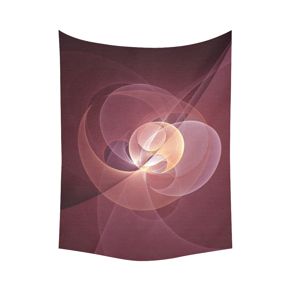 Movement Abstract Modern Wine Red Pink Fractal Art Cotton Linen Wall Tapestry 60"x 80"