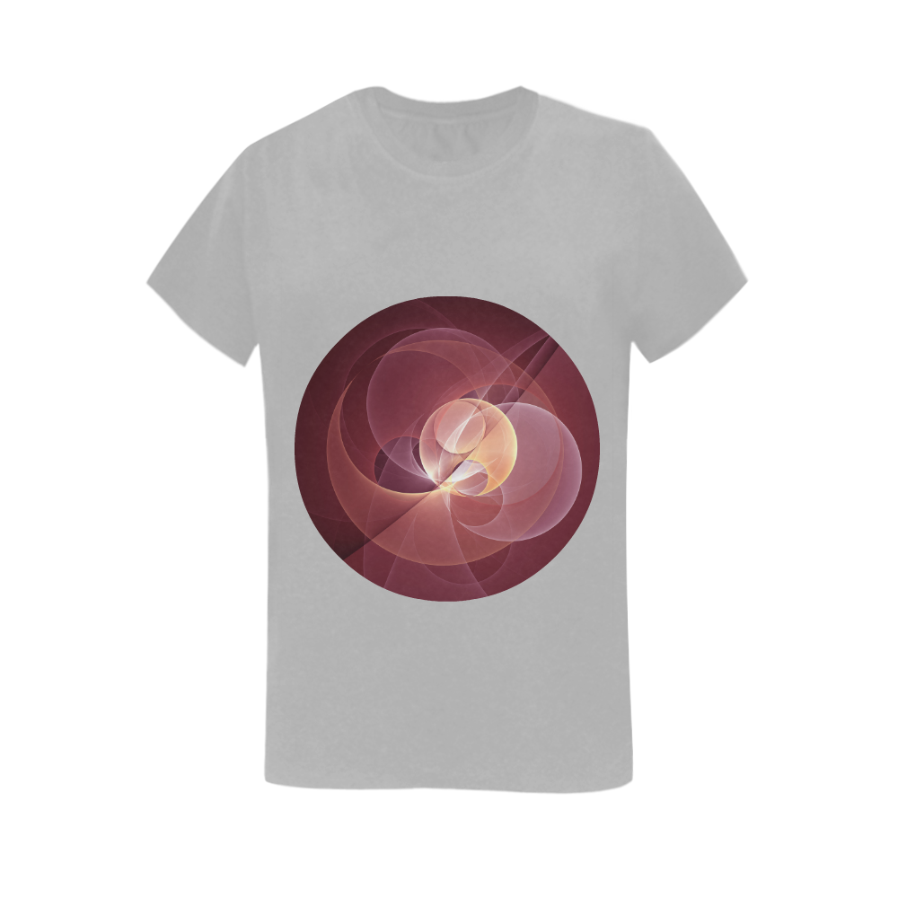 Movement Abstract Modern Wine Red Pink Fractal Art Women's T-Shirt in USA Size (Two Sides Printing)