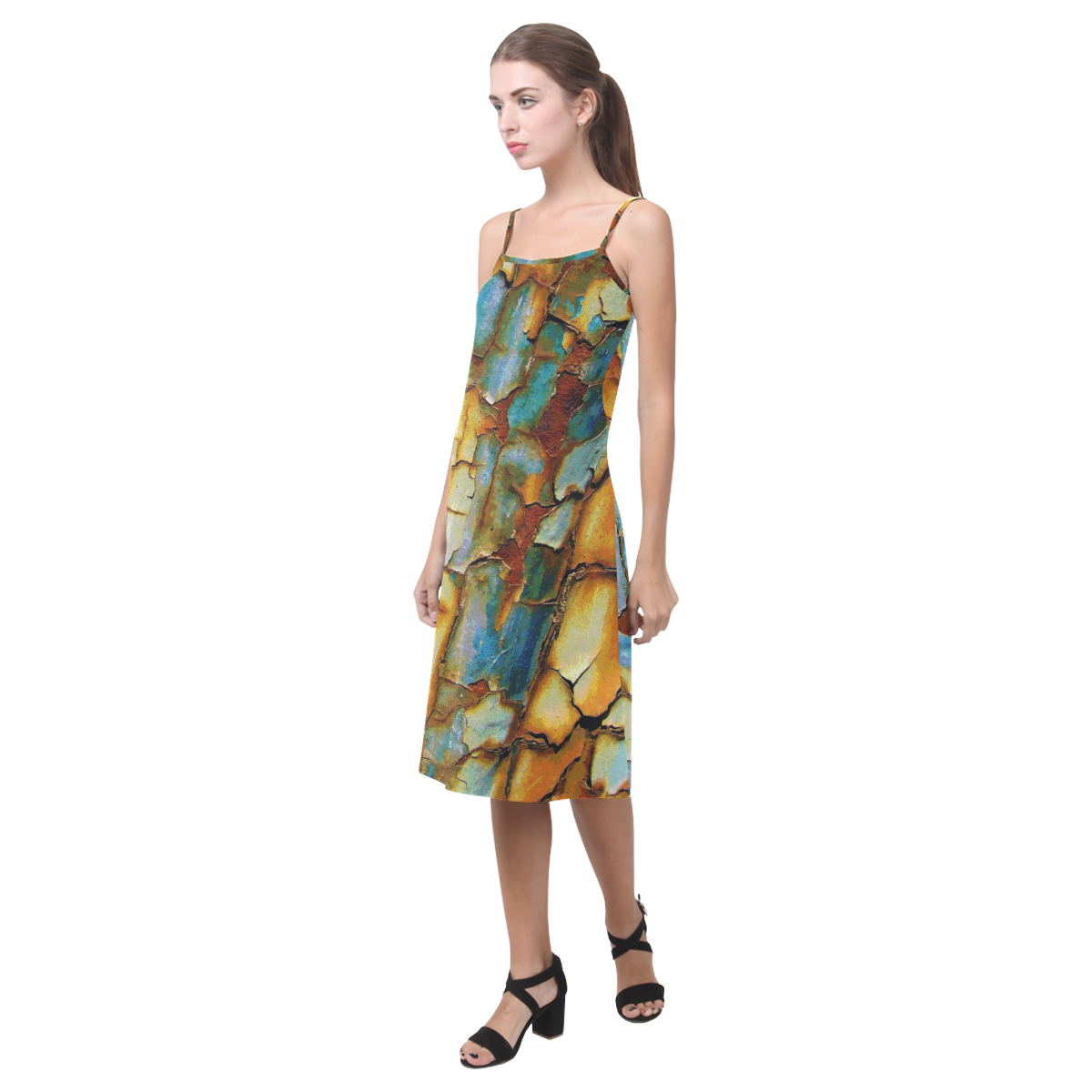 Rusty texture Alcestis Slip Dress (Model D05)