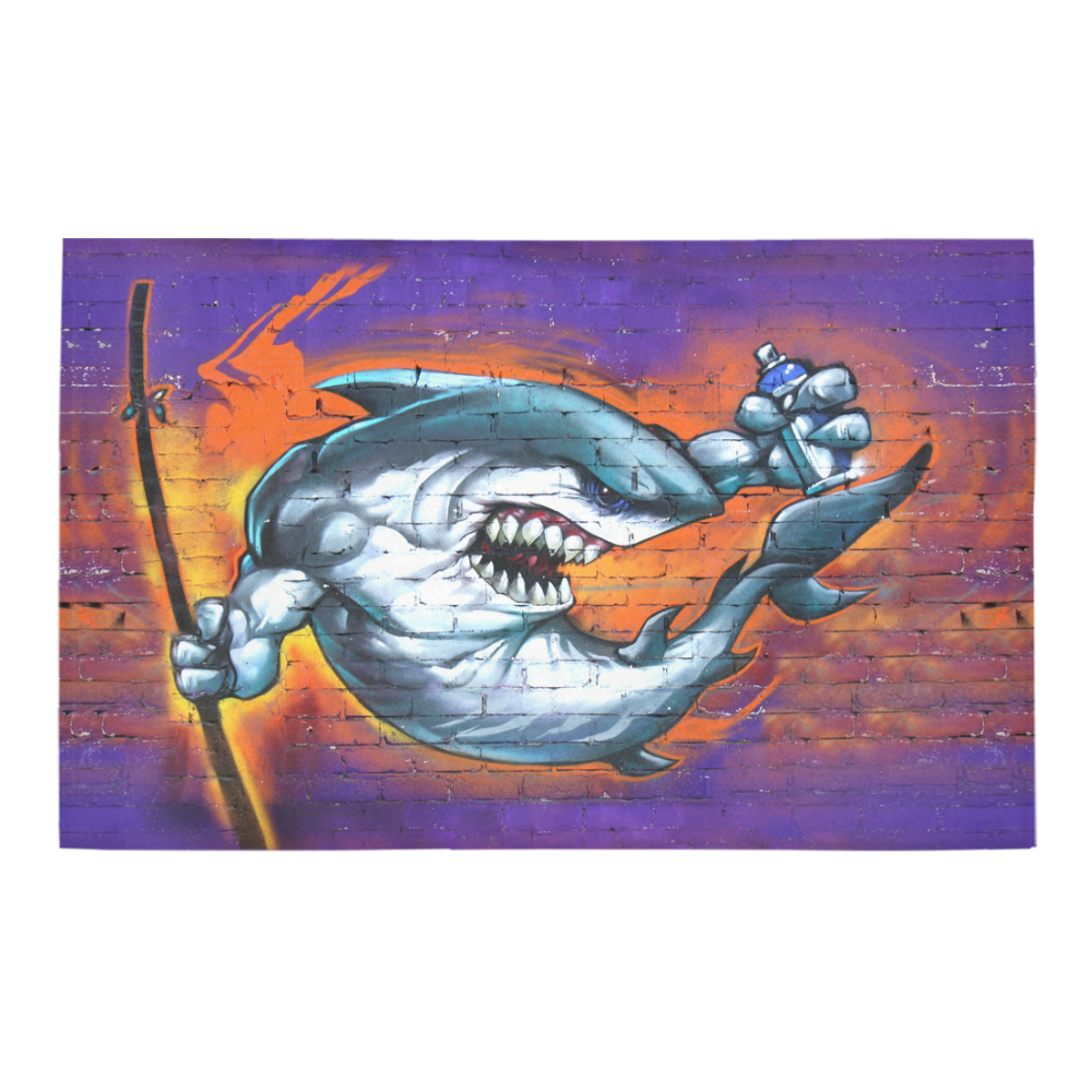 Graffiti Shark Brick Wall Bath Rug 20''x 32''