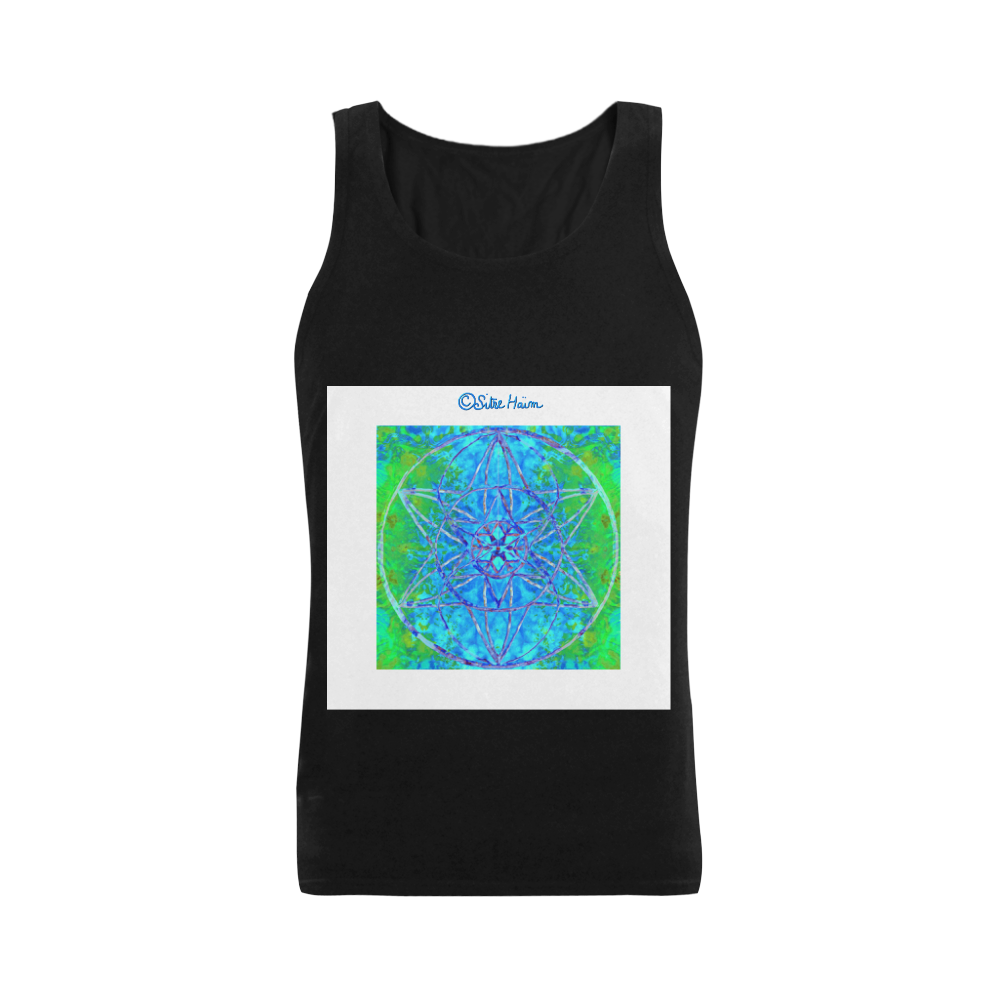 protection in nature colors-teal, blue and green Plus-size Men's Shoulder-Free Tank Top (Model T33)