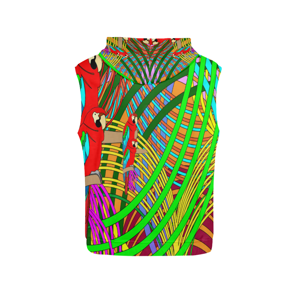 abstract parrot All Over Print Sleeveless Hoodie for Men (Model H15)