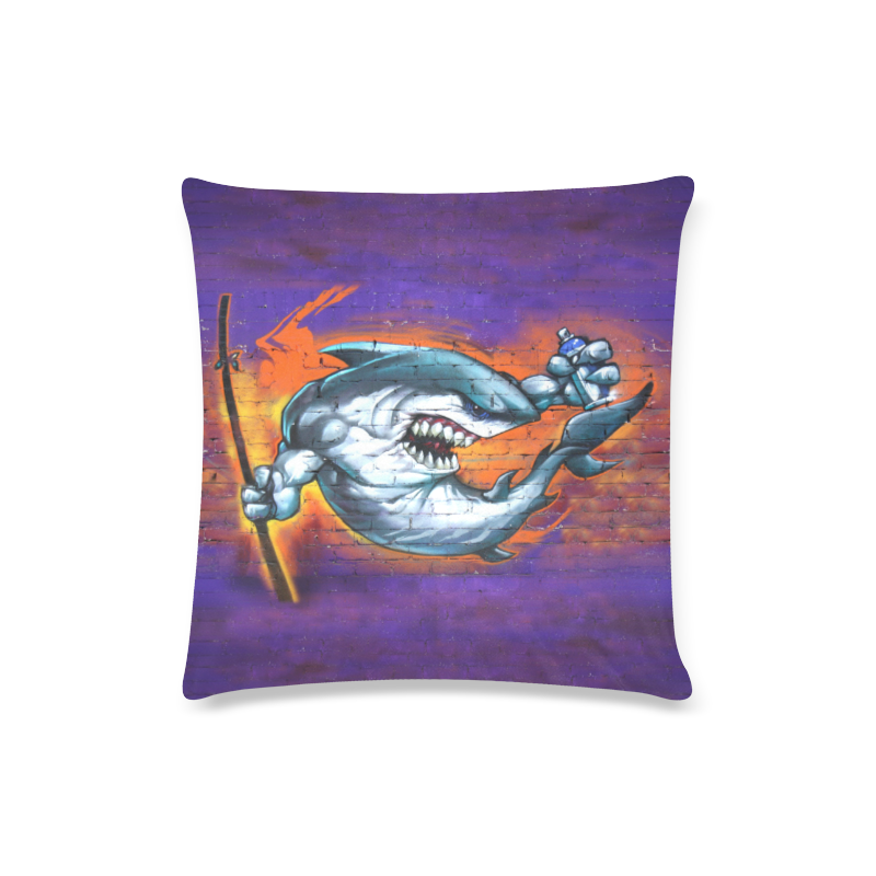 Graffiti Shark Brick Wall Custom Zippered Pillow Case 16"x16"(Twin Sides)