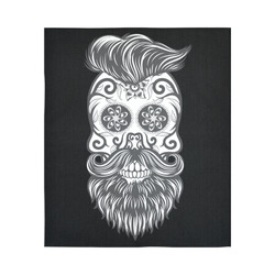 Sugar Skull Floral Pattern Beard Cotton Linen Wall Tapestry 51"x 60"