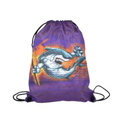 Graffiti Shark Brick Wall Large Drawstring Bag Model 1604 (Twin Sides)  16.5"(W) * 19.3"(H)