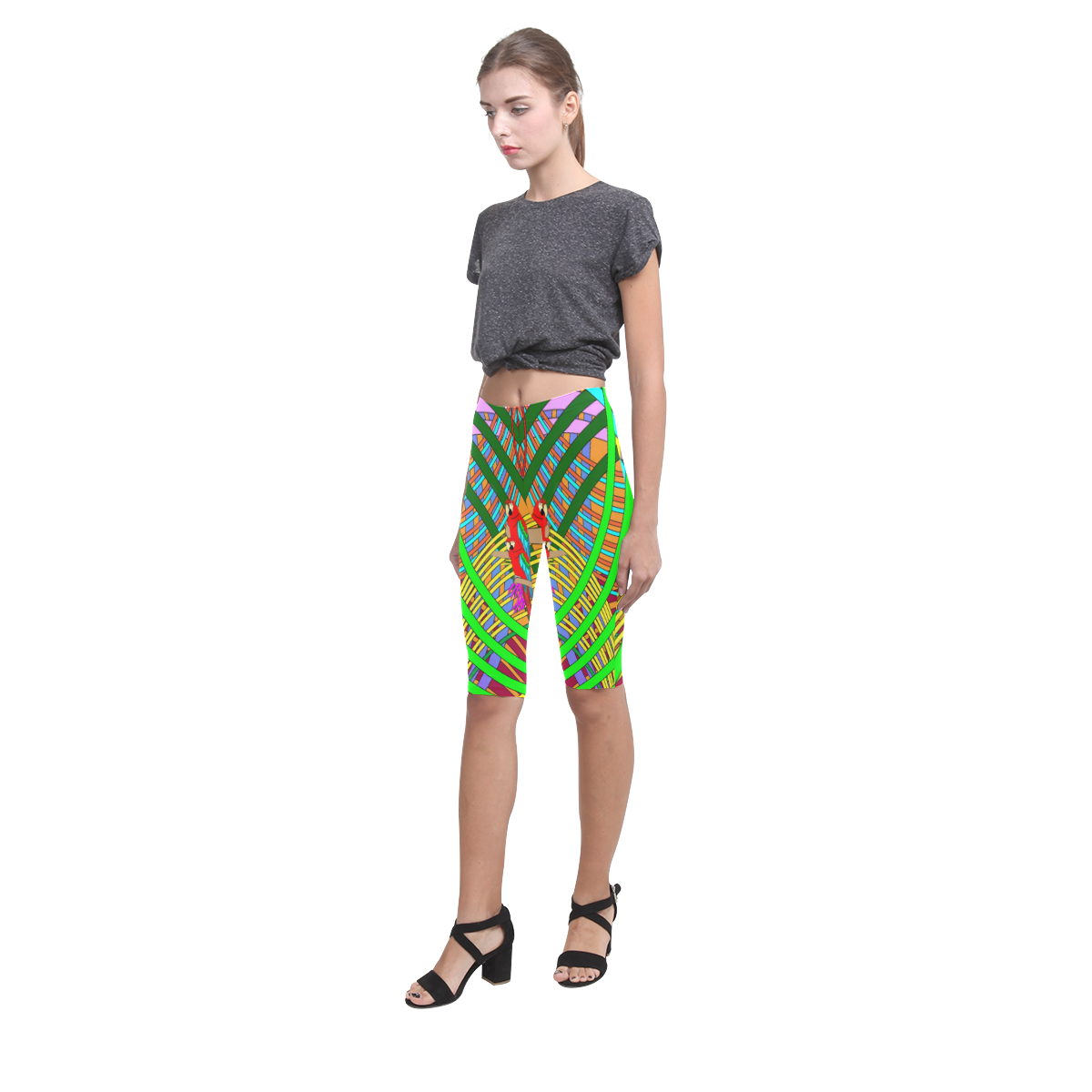 abstract parrot Hestia Cropped Leggings (Model L03)