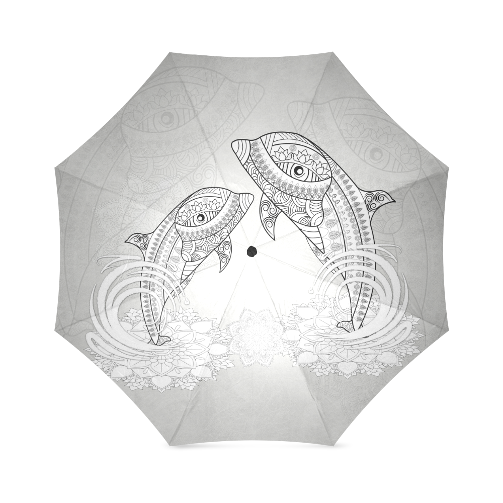 Funny dolphin, mandala design Foldable Umbrella (Model U01)