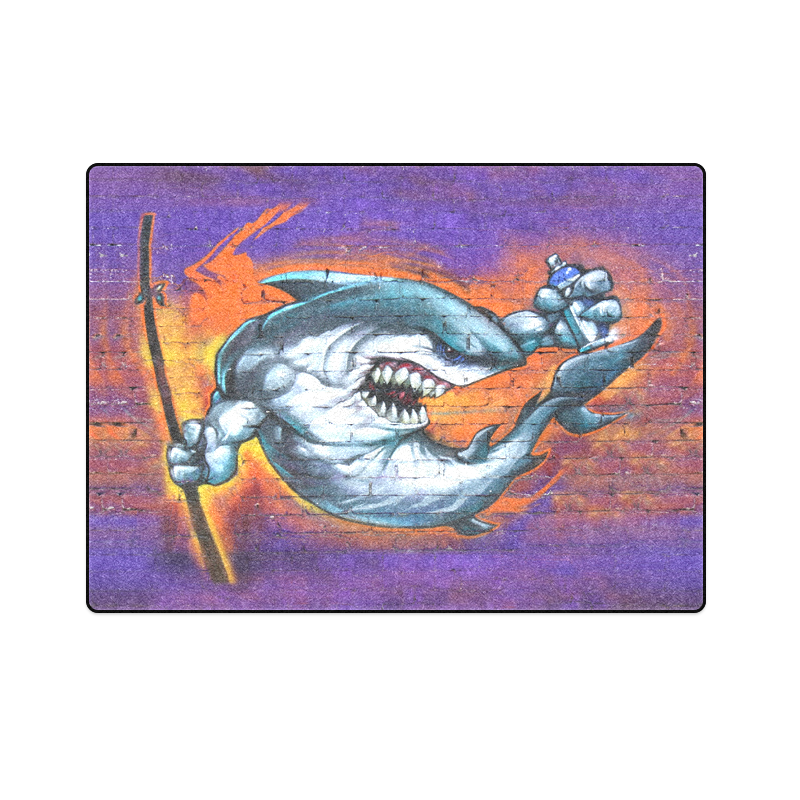 Graffiti Shark Brick Wall Blanket 58"x80"