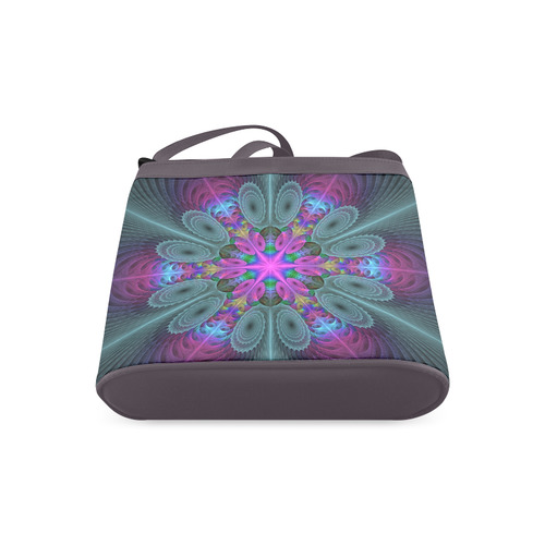 Mandala From Center Colorful Fractal Art With Pink Crossbody Bags (Model 1613)