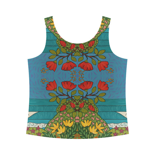Red Hibiscus All Over Print Tank Top for Women (Model T43)