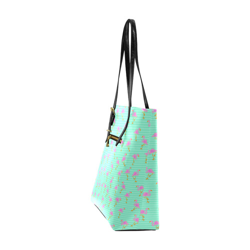 Pink and Green Flamingo Pattern Euramerican Tote Bag/Small (Model 1655)