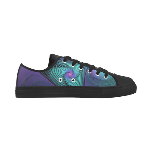 Purple meets Turquoise modern abstract Fractal Art Aquila Microfiber Leather Women's Shoes (Model 031)