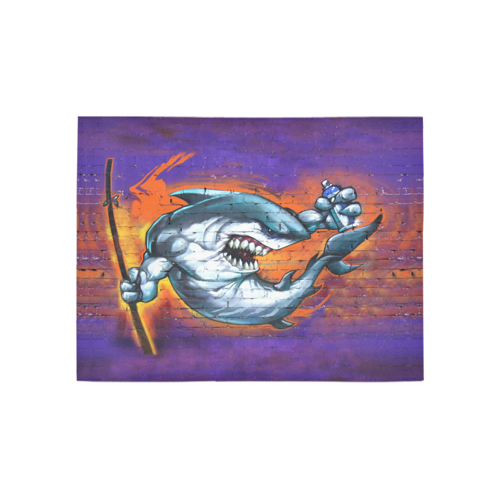 Graffiti Shark Brick Wall Area Rug 5'3''x4'