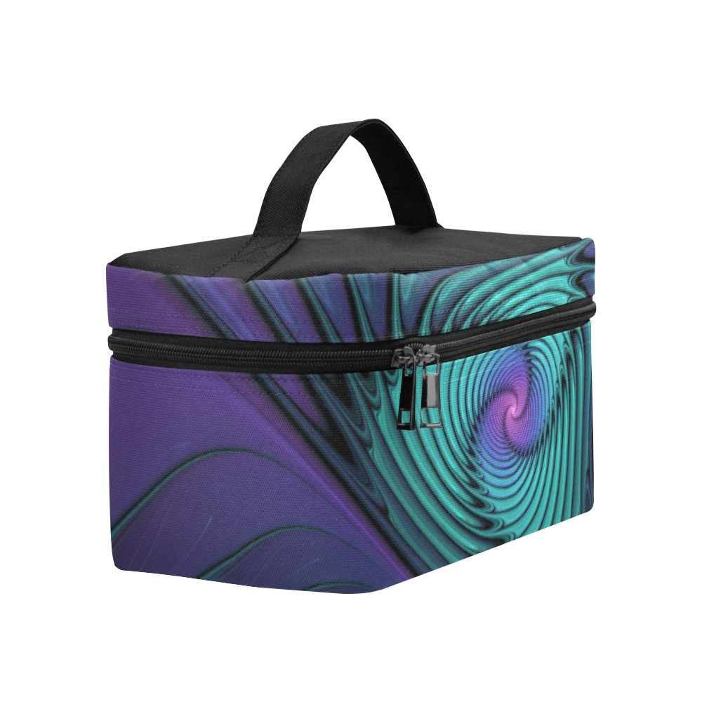 Purple meets Turquoise modern abstract Fractal Art Cosmetic Bag/Large (Model 1658)