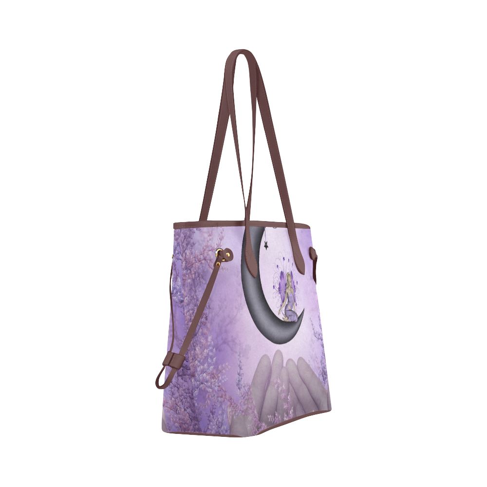 Wonderful fairy on the moon Clover Canvas Tote Bag (Model 1661)