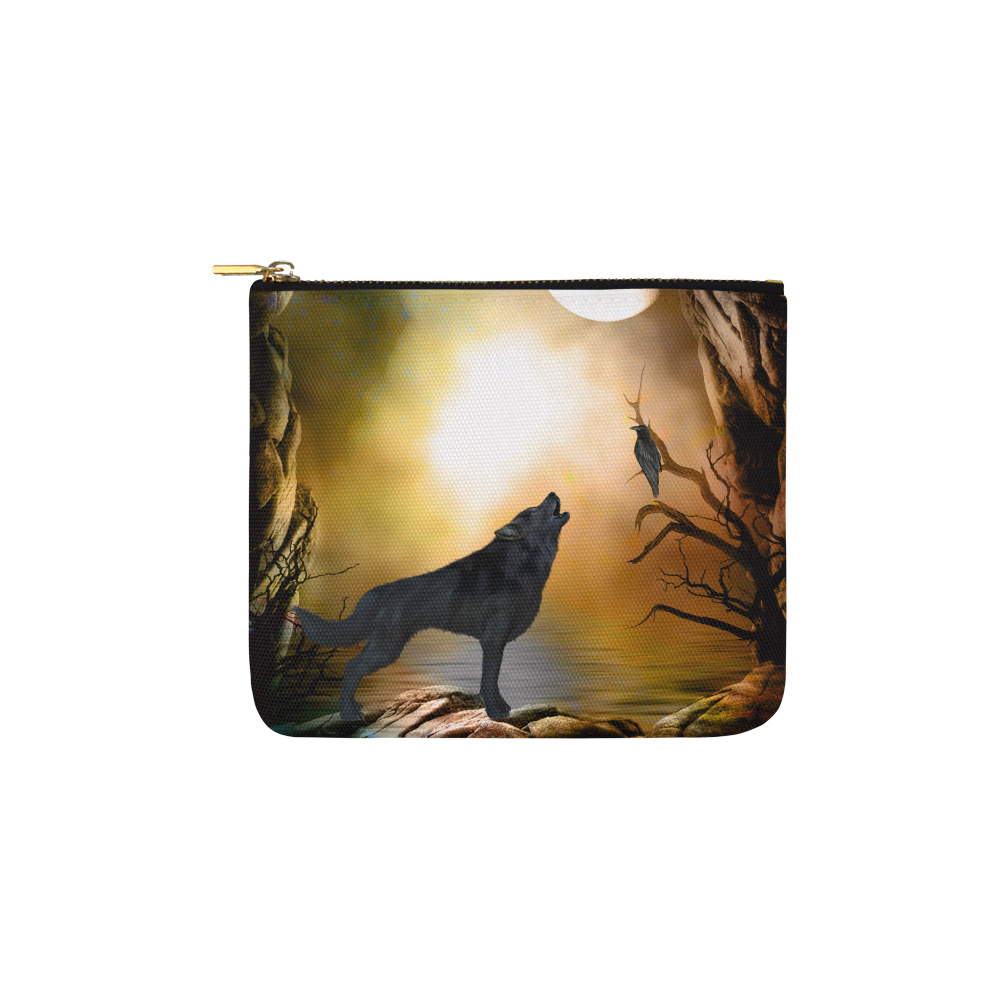 Lonely wolf in the night Carry-All Pouch 6''x5''