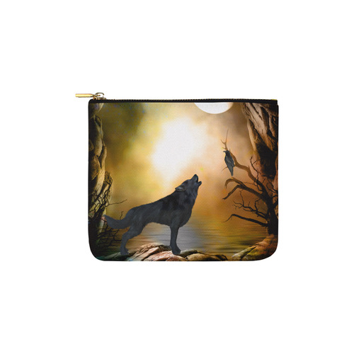 Lonely wolf in the night Carry-All Pouch 6''x5''