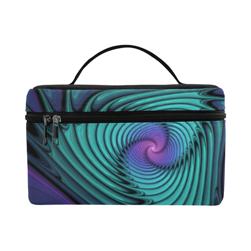 Purple meets Turquoise modern abstract Fractal Art Cosmetic Bag/Large (Model 1658)