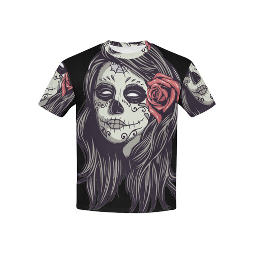 Sugar Skull Day of the Dead Girl Red Rose Kids' All Over Print T-shirt (USA Size) (Model T40)