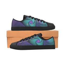 Purple meets Turquoise modern abstract Fractal Art Aquila Microfiber Leather Women's Shoes (Model 031)